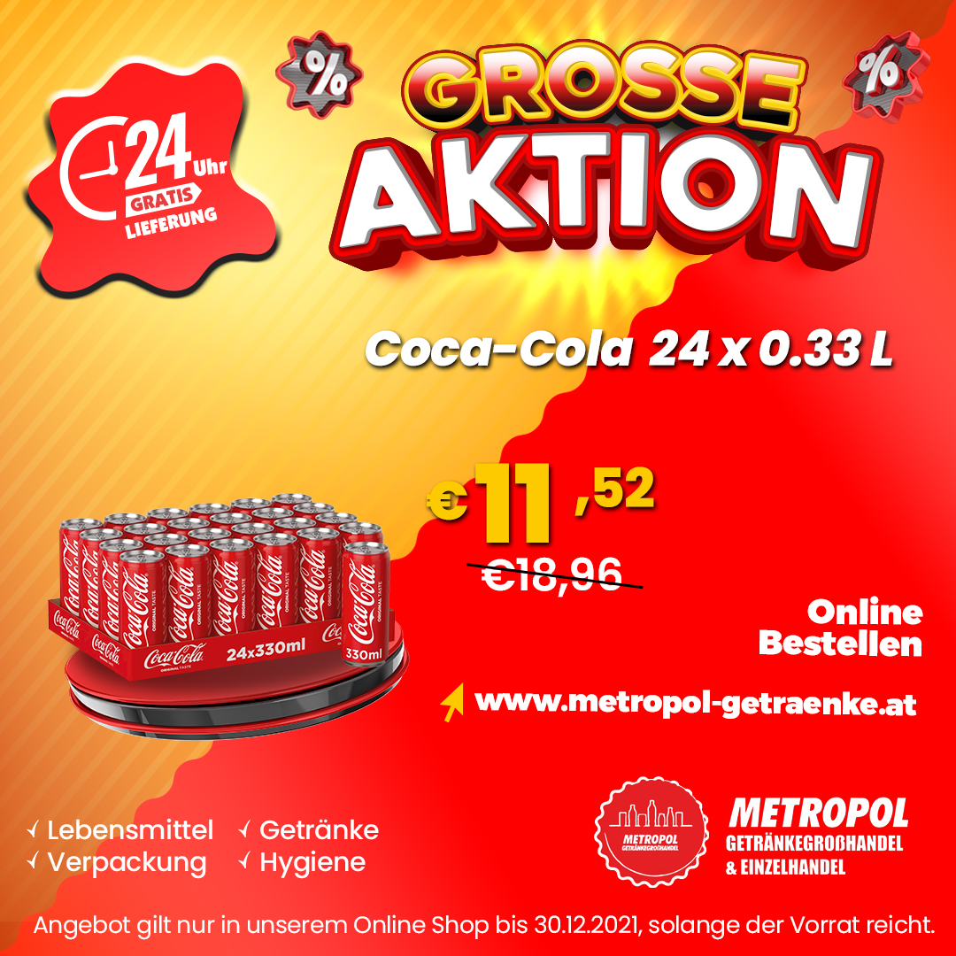 Coca Cola aktion, Coca Cola Aktion Wien, Coca Cola günstig kaufen, Coca Cola online bestellen